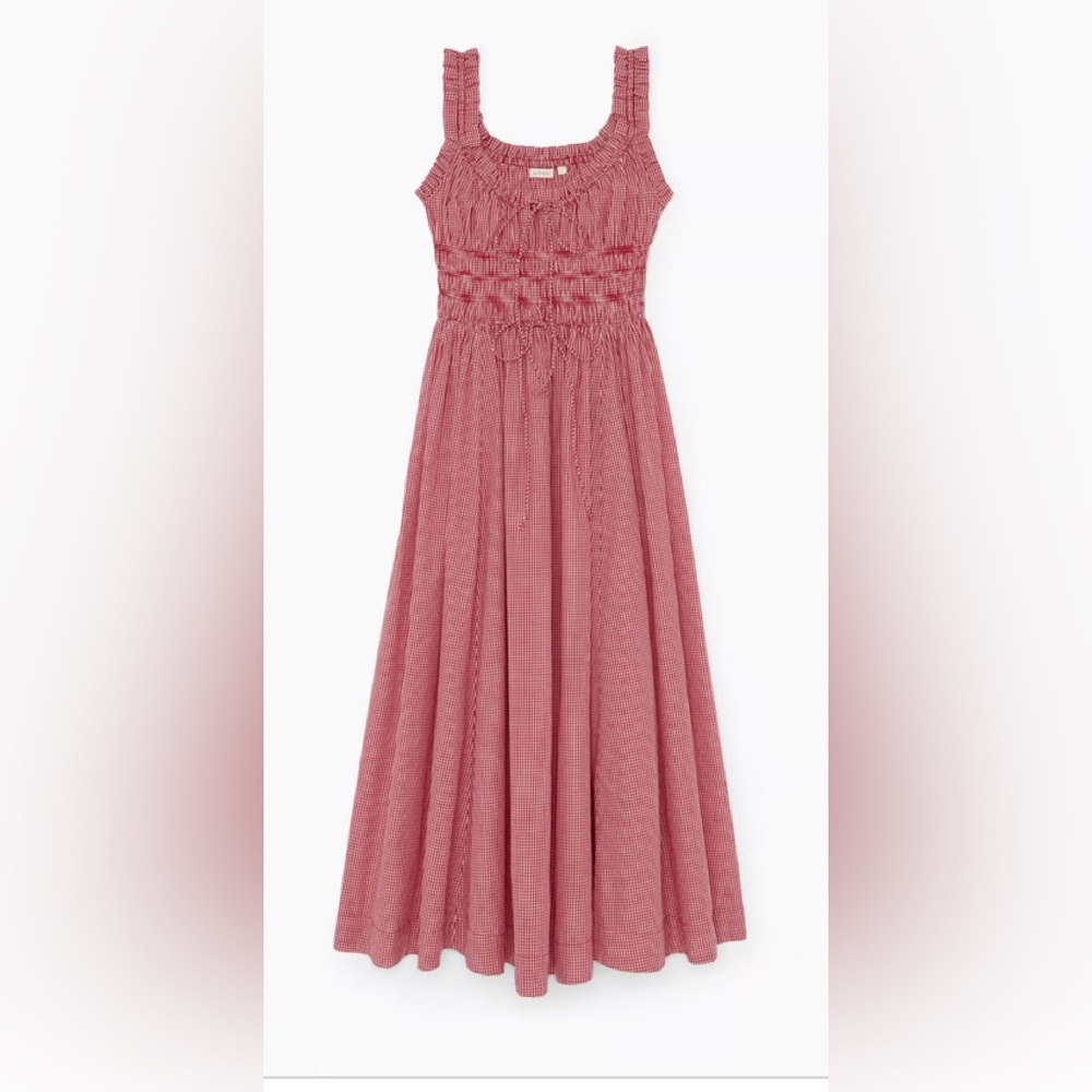DÔEN Emmaretta Dress CERISE PARIS GINGHAM Size Xs